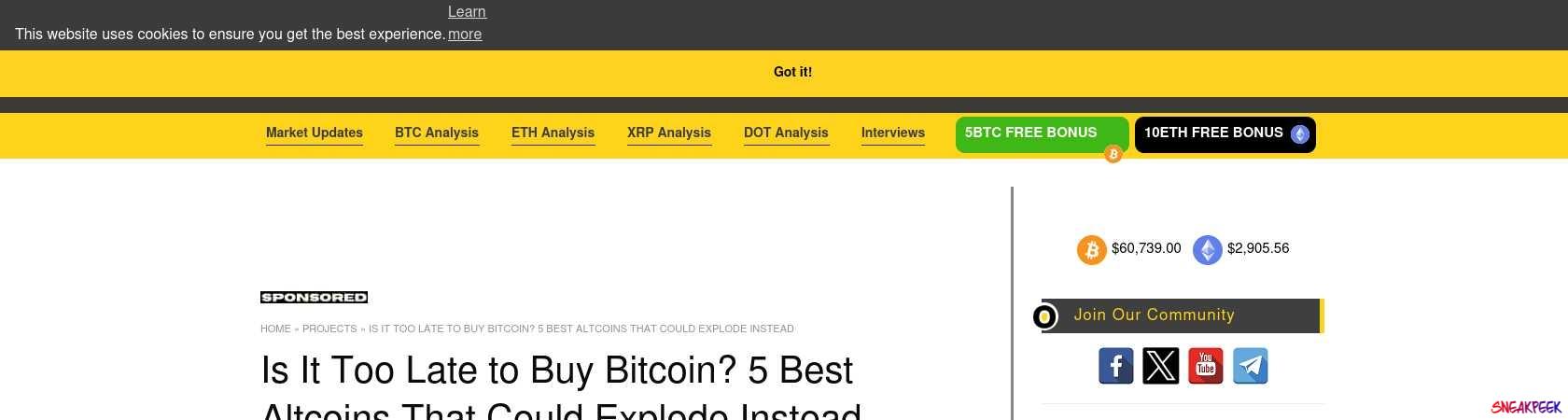 Read the full Article:  ⭲ Is It Too Late to Buy Bitcoin? 5 Best Altcoins That Could Explode Instead