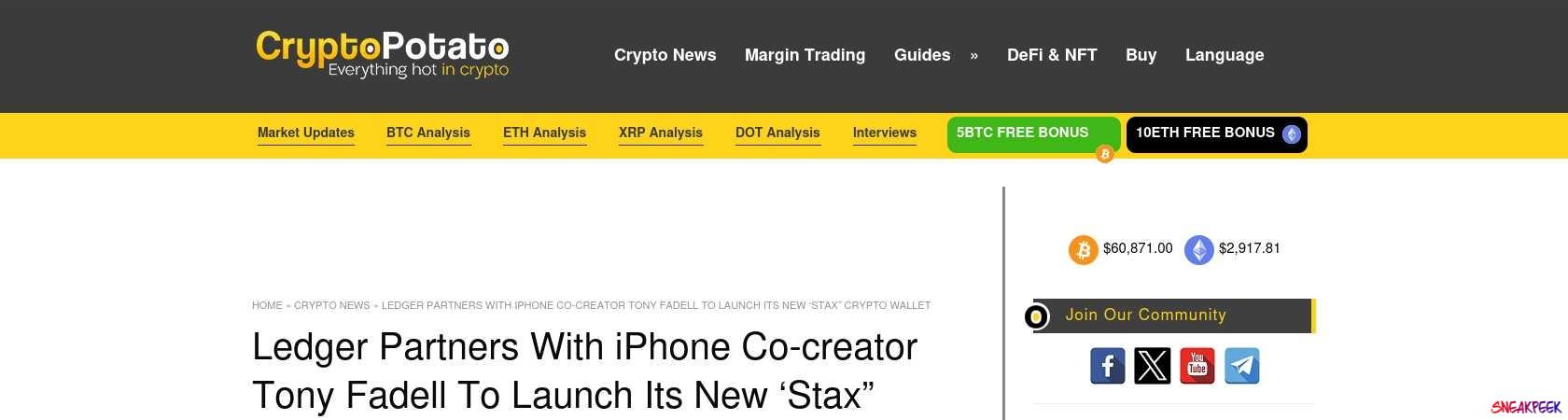 Read the full Article:  ⭲ Ledger Partners With iPhone Co-creator Tony Fadell To Launch Its New ‘Stax” Crypto Wallet