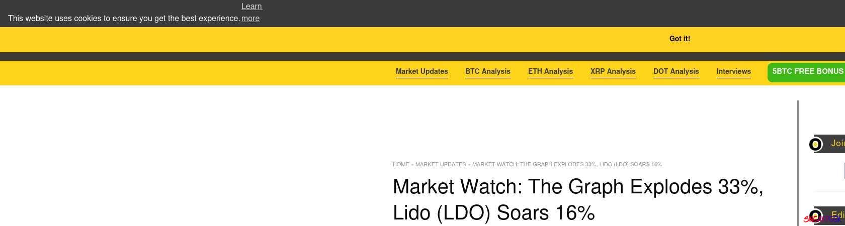Read the full Article:  ⭲ Market Watch: The Graph Explodes 33%, Lido (LDO) Soars 16%
