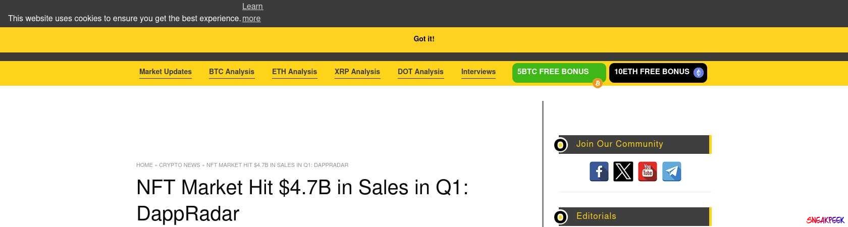 Read the full Article:  ⭲ NFT Market Hit $4.7B in Sales in Q1: DappRadar