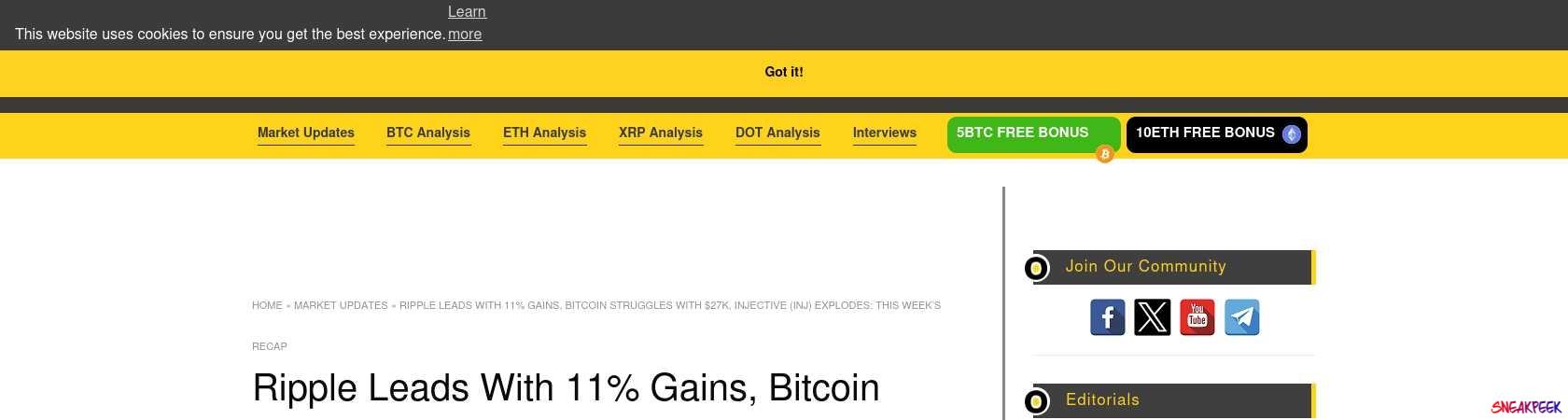 Read the full Article:  ⭲ Ripple Leads With 11% Gains, Bitcoin Struggles With $27K, Injective (INJ) Explodes: This Week’s Recap