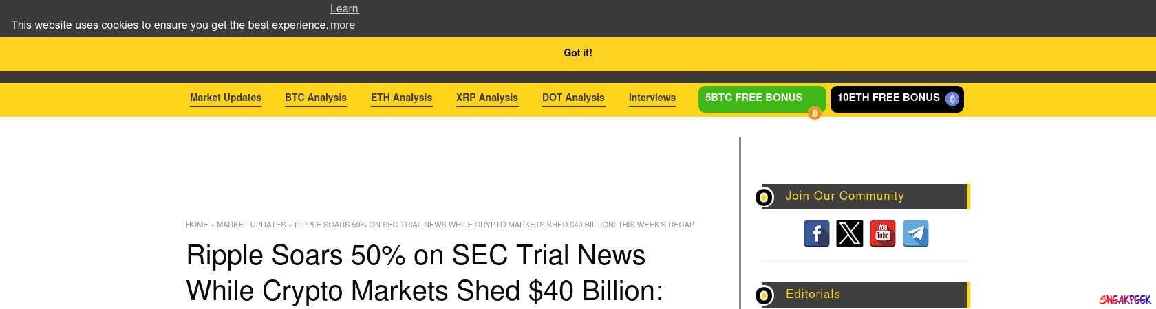 Read the full Article:  ⭲ Ripple Soars 50% on SEC Trial News While Crypto Markets Shed $40 Billion: This Week’s Recap