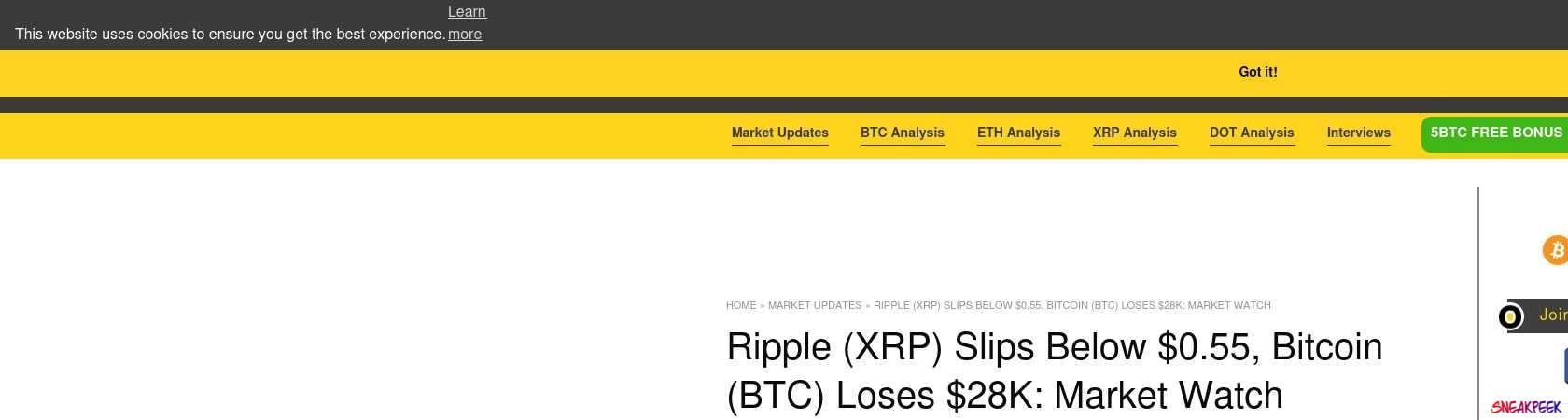 Read the full Article:  ⭲ Ripple (XRP) Slips Below $0.55, Bitcoin (BTC) Loses $28K: Market Watch