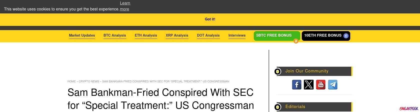 Read the full Article:  ⭲ Sam Bankman-Fried Conspired With SEC for “Special Treatment:” US Congressman