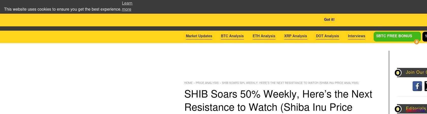 Read the full Article:  ⭲ SHIB Soars 50% Weekly, Here’s the Next Resistance to Watch (Shiba Inu Price Analysis)