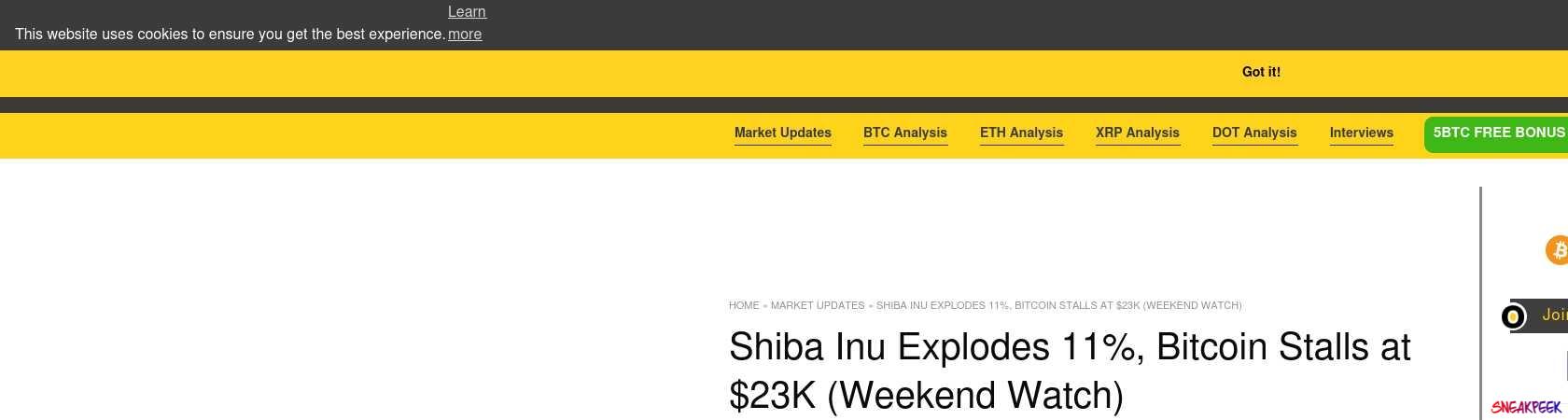 Read the full Article:  ⭲ Shiba Inu Explodes 11%, Bitcoin Stalls at $23K (Weekend Watch)