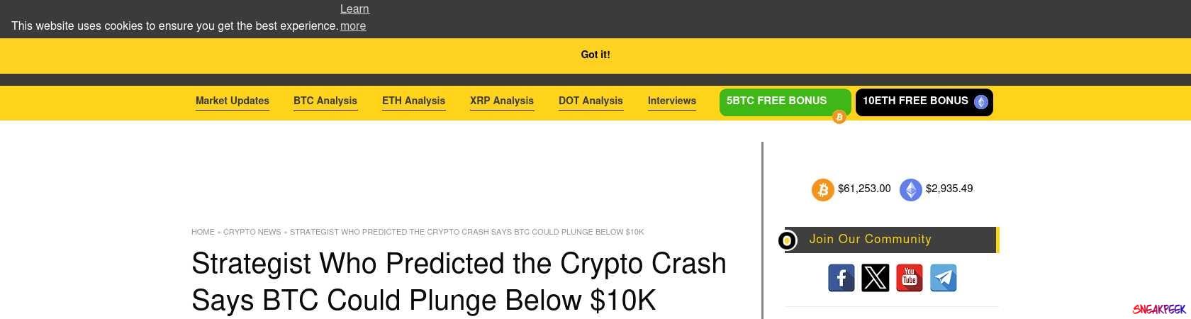 Read the full Article:  ⭲ Strategist Who Predicted the Crypto Crash Says BTC Could Plunge Below $10K