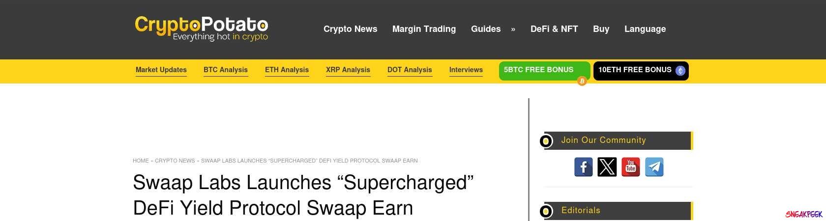 Read the full Article:  ⭲ Swaap Labs Launches “Supercharged” DeFi Yield Protocol Swaap Earn