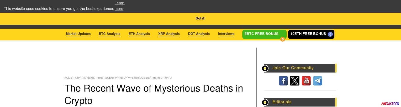 Read the full Article:  ⭲ The Recent Wave of Mysterious Deaths in Crypto