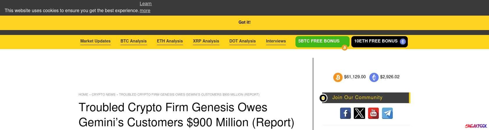 Read the full Article:  ⭲ Troubled Crypto Firm Genesis Owes Gemini’s Customers $900 Million (Report)