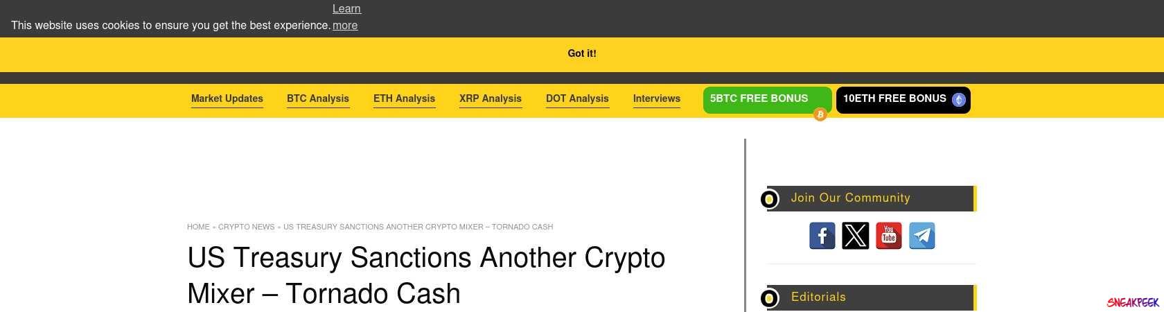 Read the full Article:  ⭲ US Treasury Sanctions Another Crypto Mixer – Tornado Cash