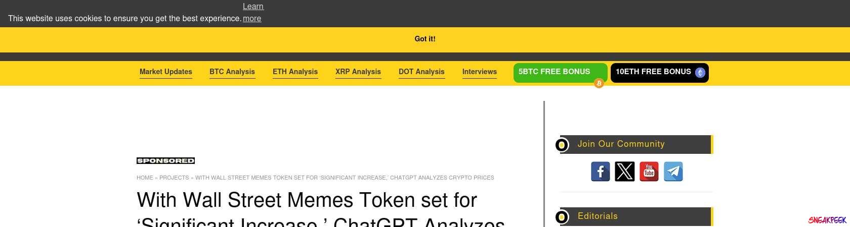 Read the full Article:  ⭲ With Wall Street Memes Token set for ‘Significant Increase,’ ChatGPT Analyzes Crypto Prices