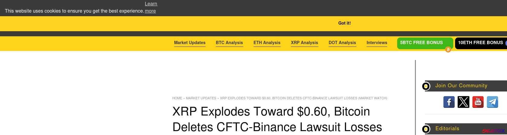 Read the full Article:  ⭲ XRP Explodes Toward $0.60, Bitcoin Deletes CFTC-Binance Lawsuit Losses (Market Watch)