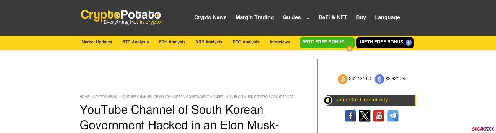 Read the full Article:  ⭲ YouTube Channel of South Korean Government Hacked in an Elon Musk-Crypto Scam (Report)