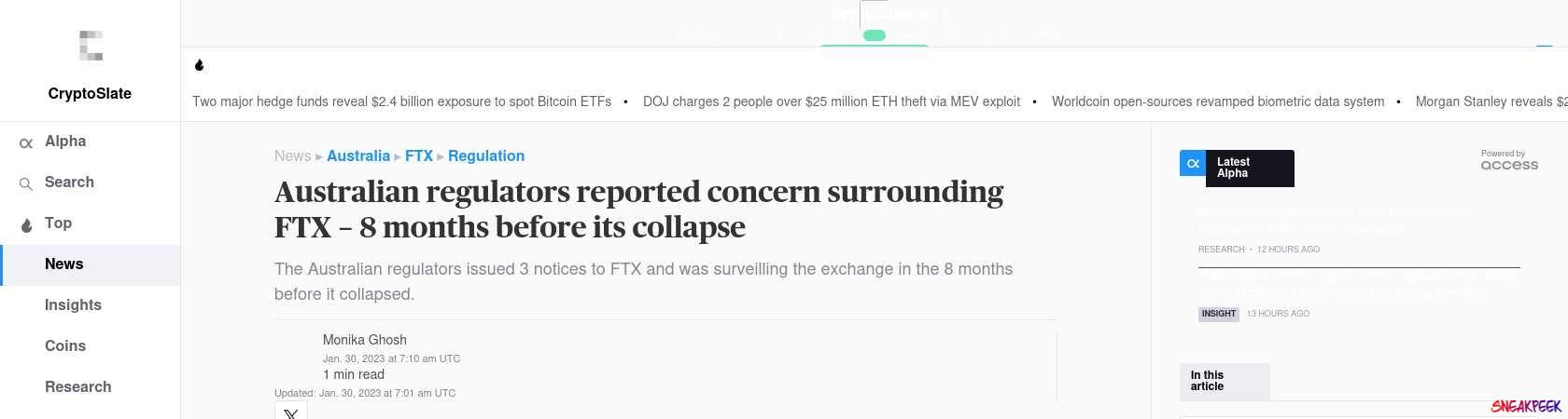 Read the full Article:  ⭲ Australian regulators reported concern surrounding FTX – 8 months before its collapse