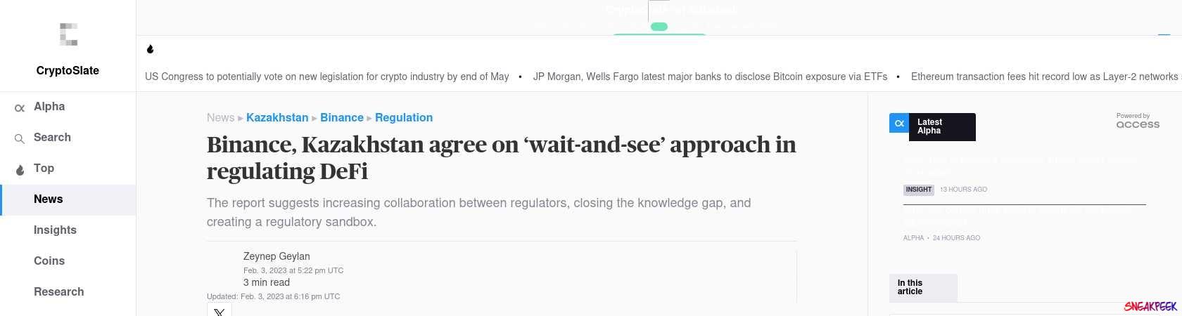 Read the full Article:  ⭲ Binance, Kazakhstan agrees on ‘wait-and-see’ approach in regulating DeFi