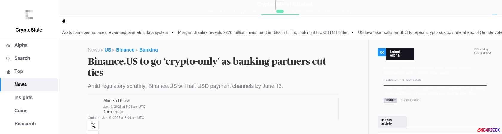 Read the full Article:  ⭲ Binance.US to go ‘crypto-only’ as banking partners cut ties
