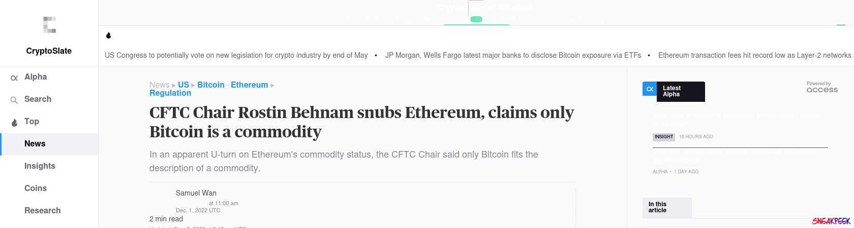 Read the full Article:  ⭲ CFTC Chair Rostin Behnam snubs Ethereum, claims only Bitcoin is a commodity