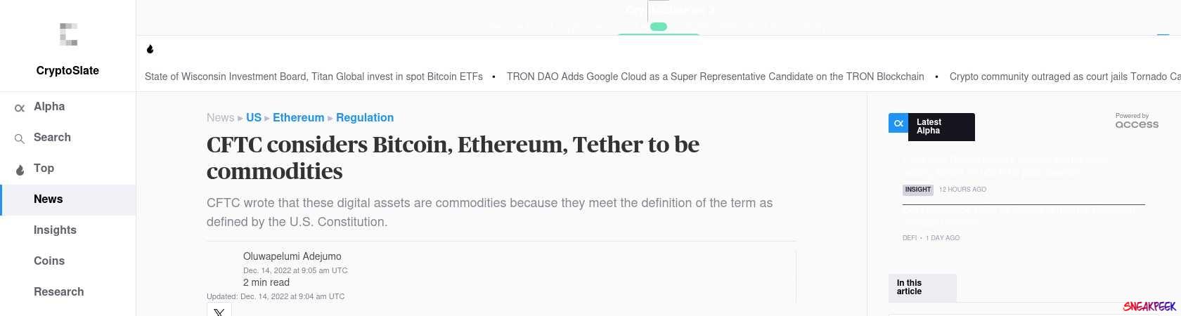 Read the full Article:  ⭲ CFTC considers Bitcoin, Ethereum, Tether to be commodities
