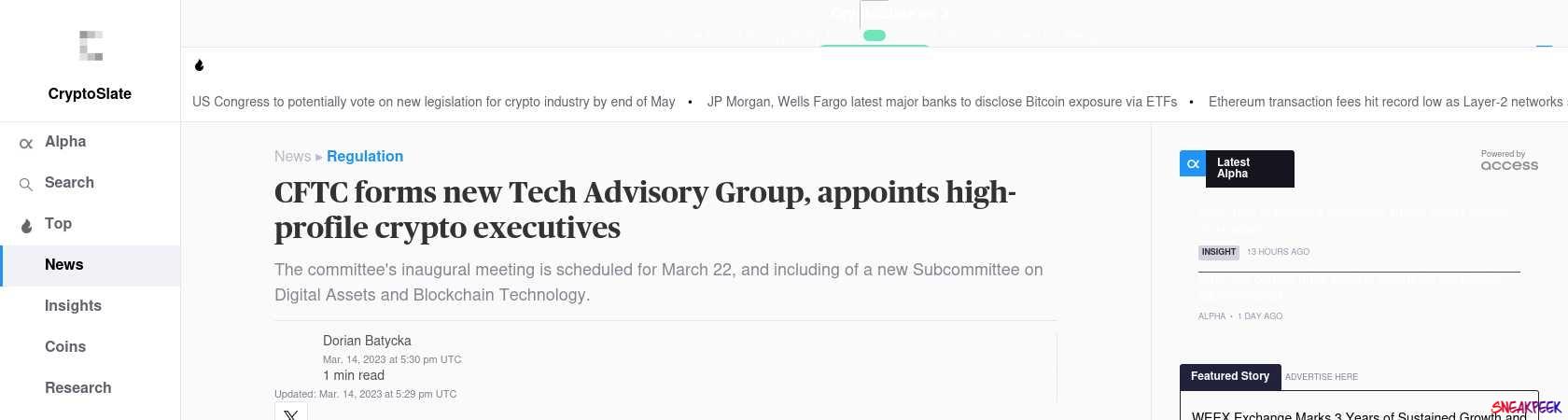 Read the full Article:  ⭲ CFTC forms new Tech Advisory Group, appoints high-profile crypto executives