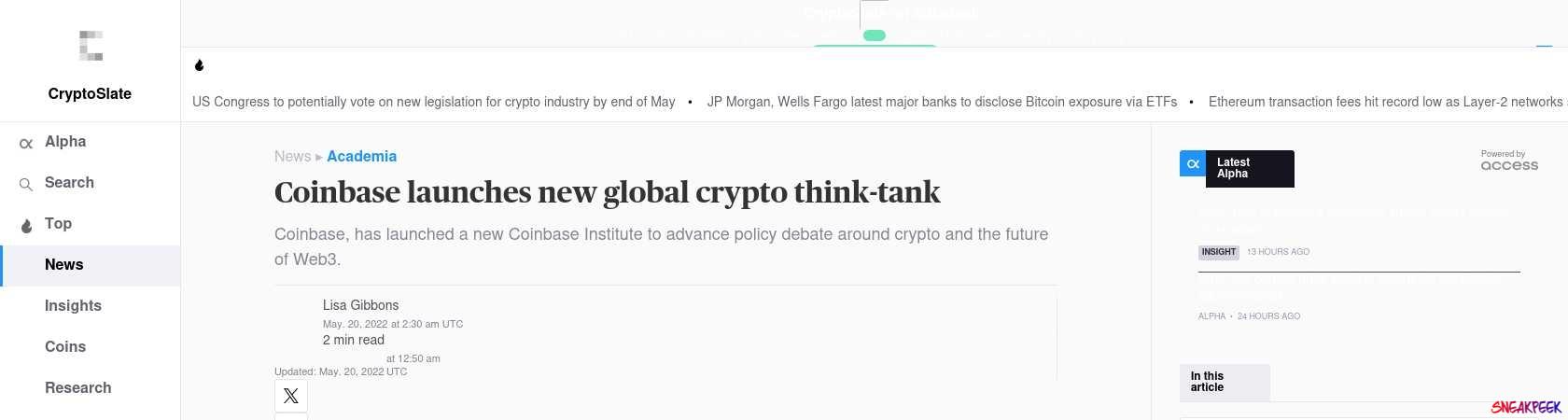 Read the full Article:  ⭲ Coinbase launches new global crypto think-tank