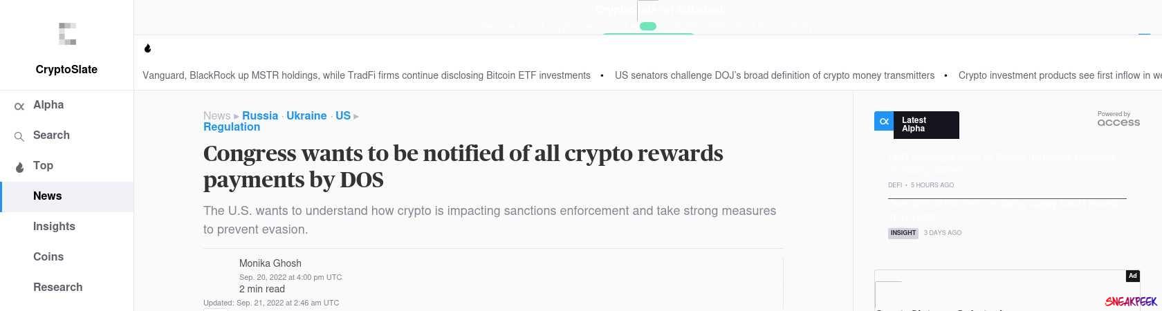 Read the full Article:  ⭲ Congress wants to be notified of all crypto rewards payments by DOS