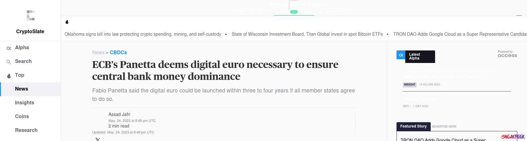 Read the full Article:  ⭲ ECB’s Panetta deems digital euro necessary to ensure central bank money dominance