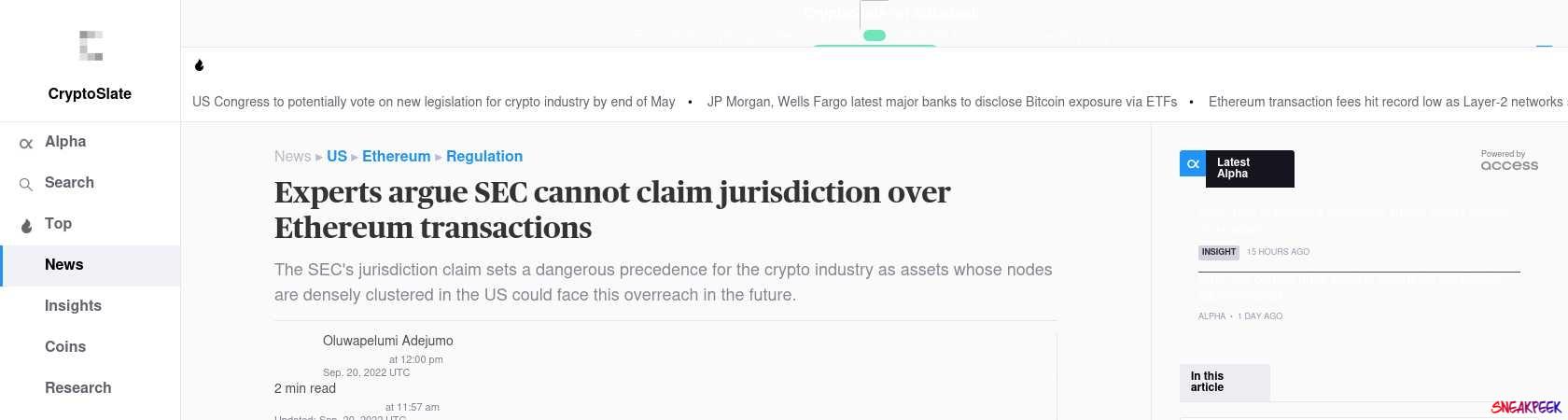 Read the full Article:  ⭲ Experts argue SEC cannot claim jurisdiction over Ethereum transactions