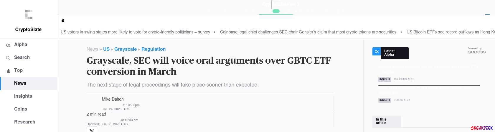 Read the full Article:  ⭲ Grayscale, SEC will voice oral arguments over GBTC ETF conversion in March