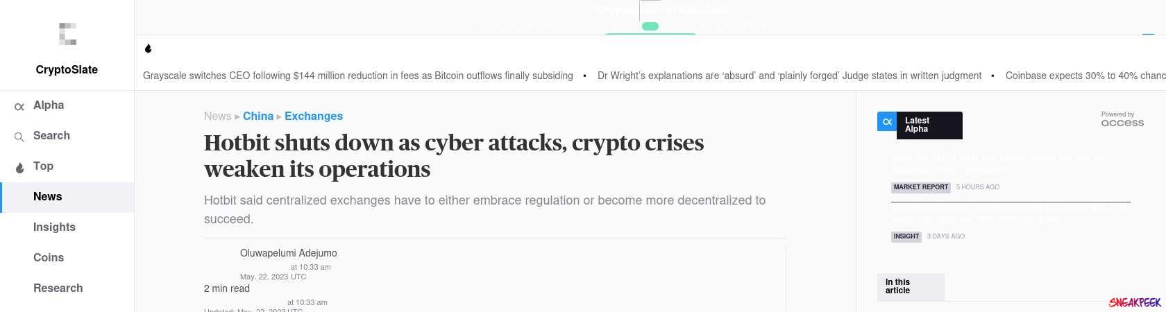 Read the full Article:  ⭲ Hotbit shuts down as cyber attacks, crypto crises weaken its operations