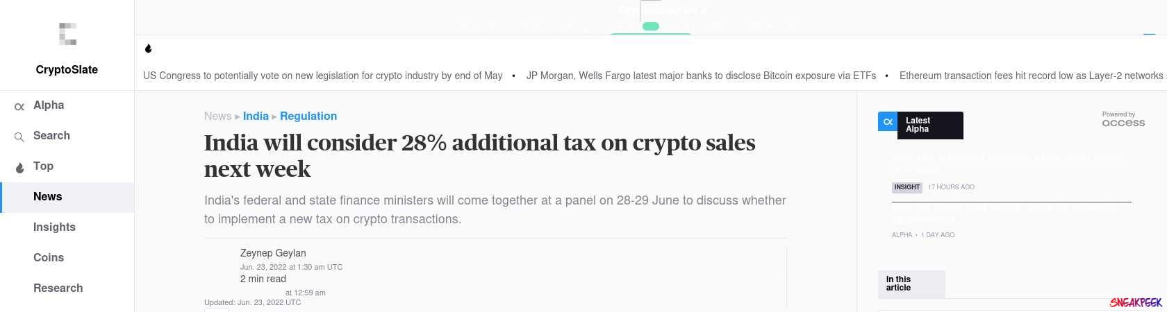 Read the full Article:  ⭲ India will consider 28% additional tax on crypto sales next week