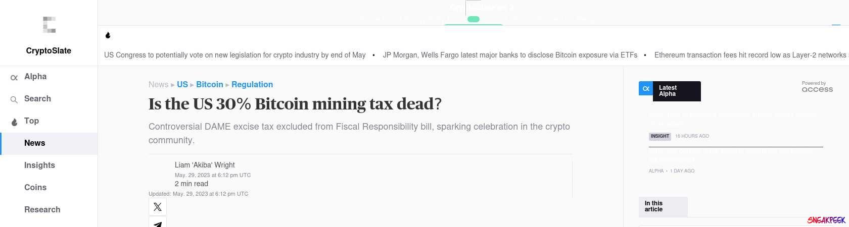 Read the full Article:  ⭲ Is the US 30% Bitcoin mining tax dead?