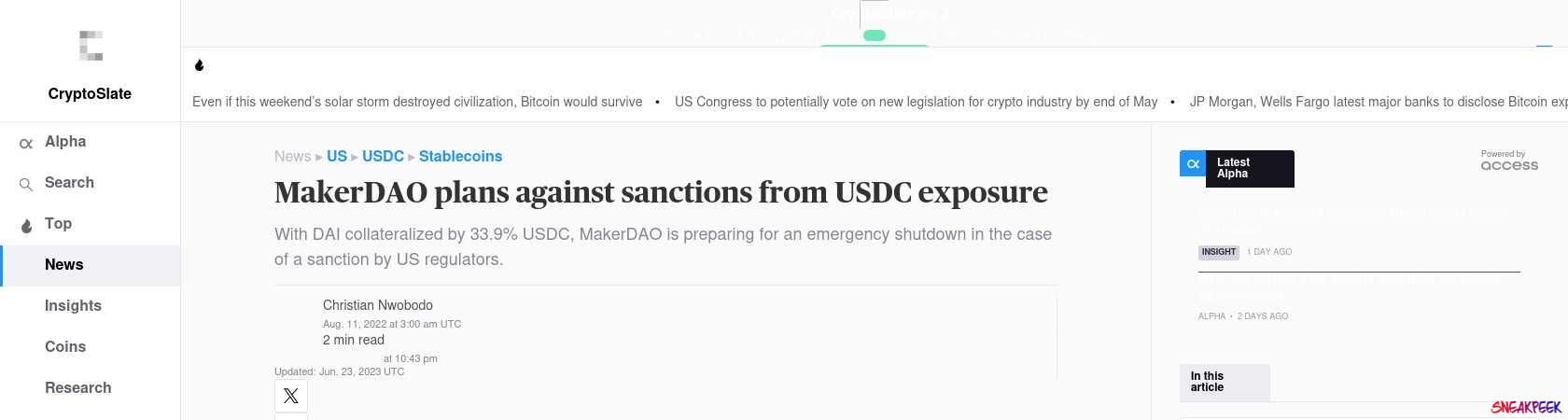 Read the full Article:  ⭲ MakerDAO plans against sanctions from USDC exposure