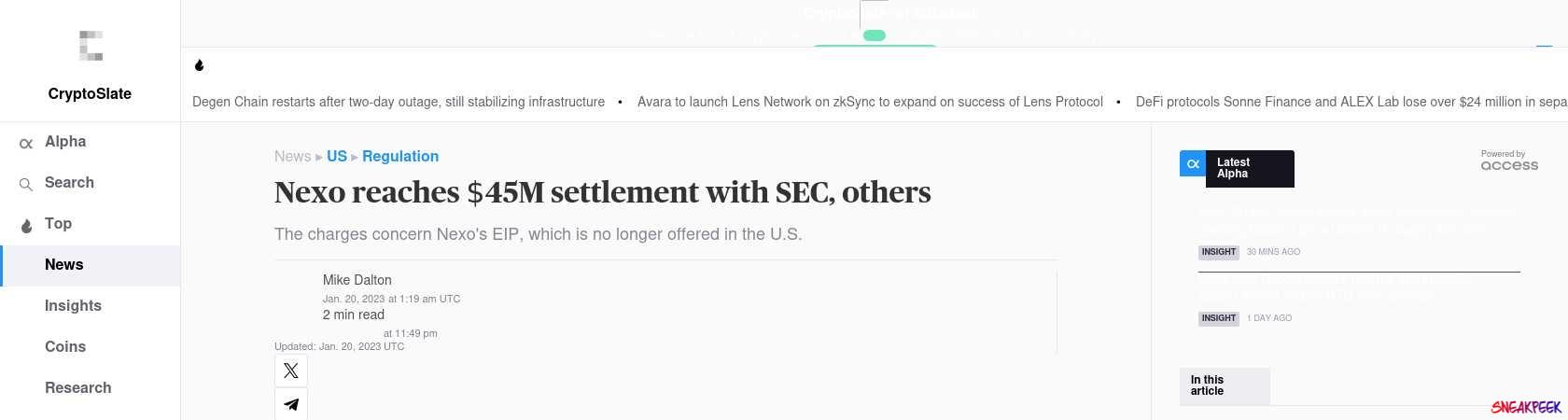 Read the full Article:  ⭲ Nexo reaches $44.5M settlement with SEC, others