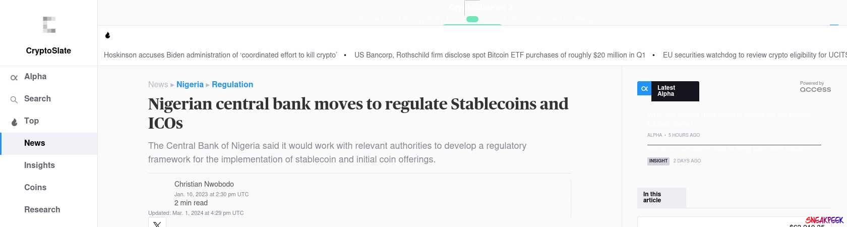 Read the full Article:  ⭲ Nigerian central bank moves to regulate Stablecoins and ICOs