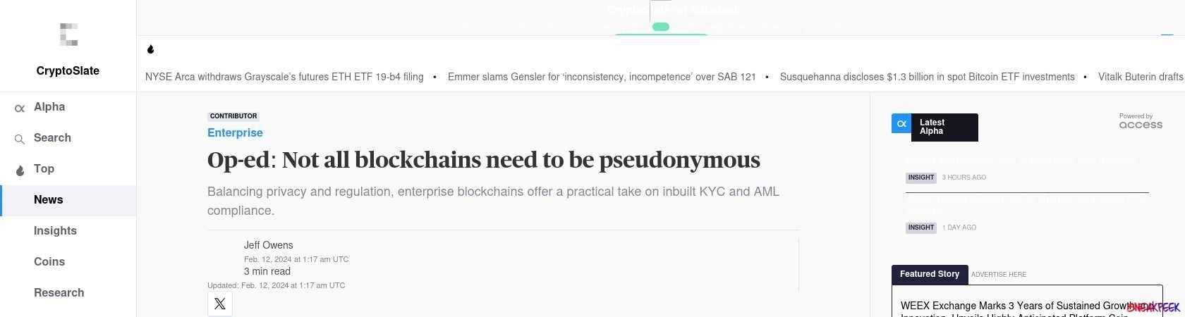 Read the full Article:  ⭲ Op-ed: Not all blockchains need to be pseudonymous