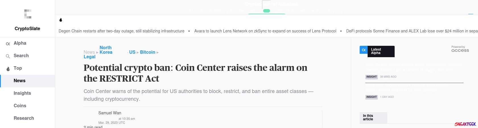 Read the full Article:  ⭲ Potential crypto ban: Coin Center raises the alarm on the RESTRICT Act