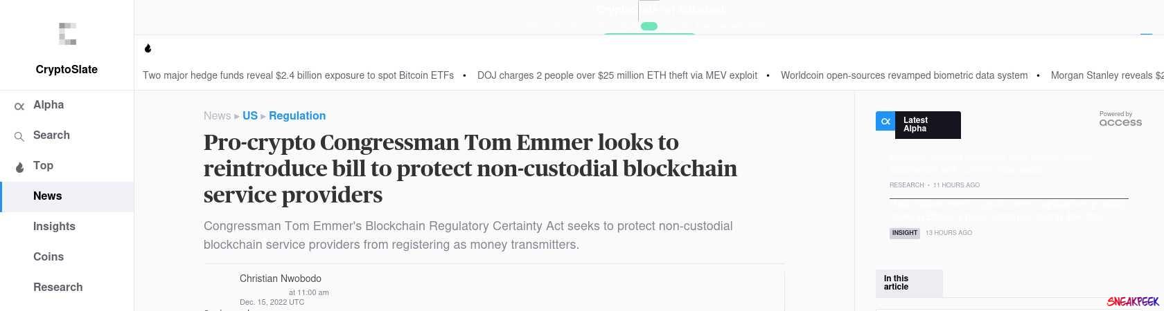 Read the full Article:  ⭲ Pro-crypto Congressman Tom Emmer looks to reintroduce bill to protect non-custodial blockchain service providers