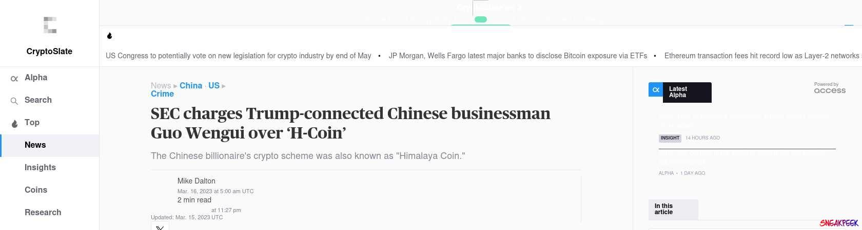 Read the full Article:  ⭲ SEC charges Trump-connected Chinese businessman Guo Wengui over ‘H-Coin’