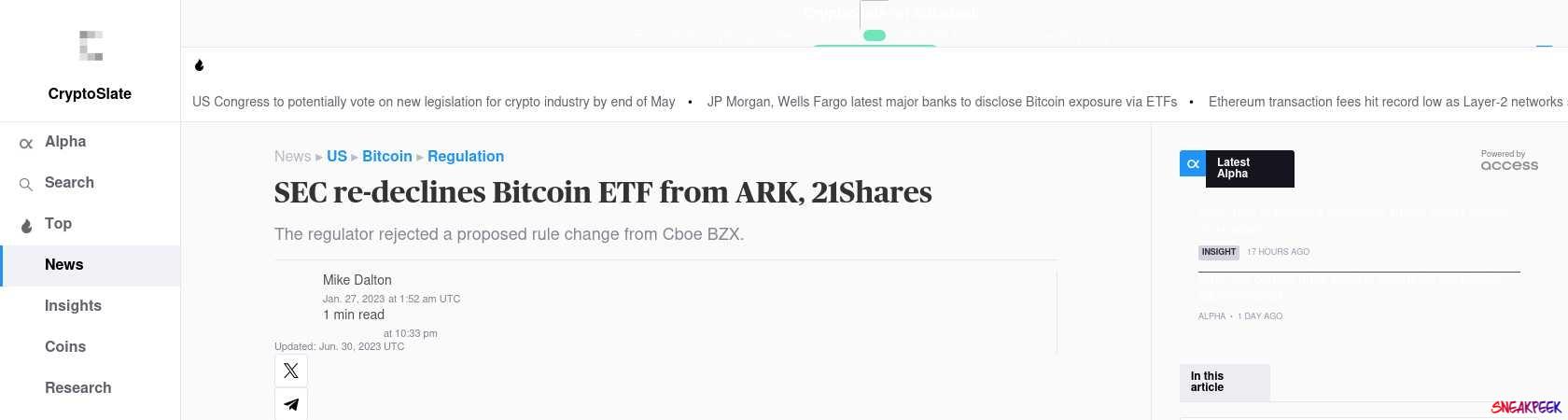 Read the full Article:  ⭲ SEC re-declines Bitcoin ETF from ARK, 21Shares