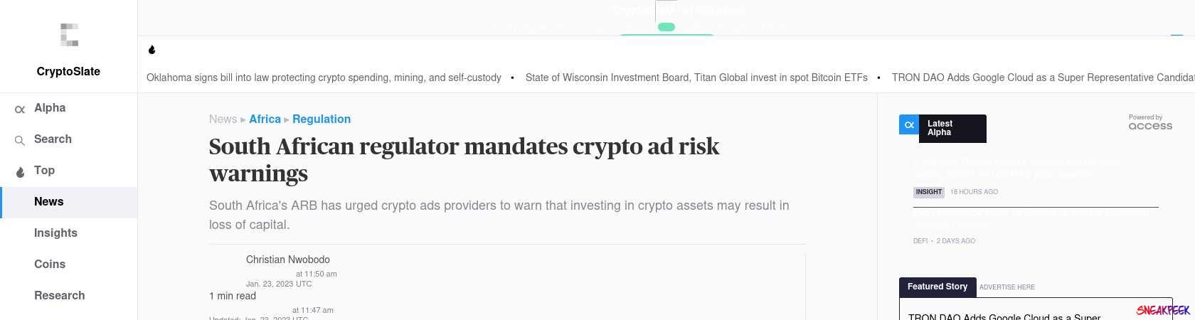Read the full Article:  ⭲ South African regulator mandates crypto ad risk warnings