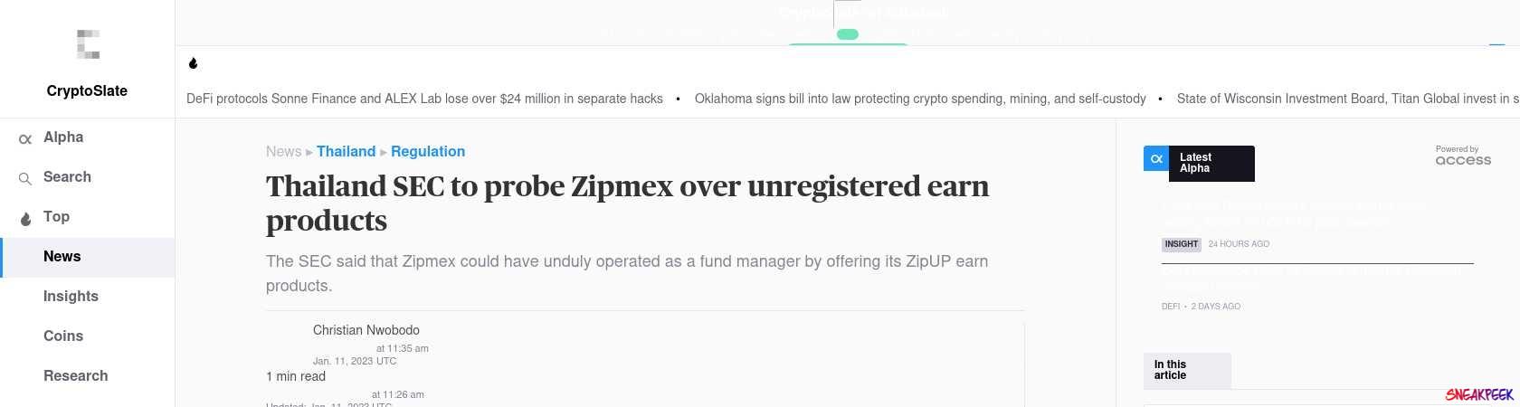 Read the full Article:  ⭲ Thailand SEC to probe Zipmex over unregistered earn products