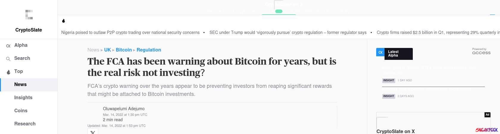 Read the full Article:  ⭲ The FCA has been warning about Bitcoin for years, but is the real risk not investing?