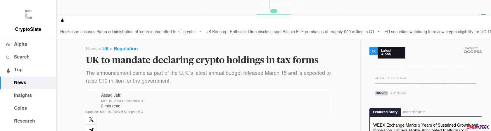 Read the full Article:  ⭲ UK to mandate declaring crypto holdings in tax forms