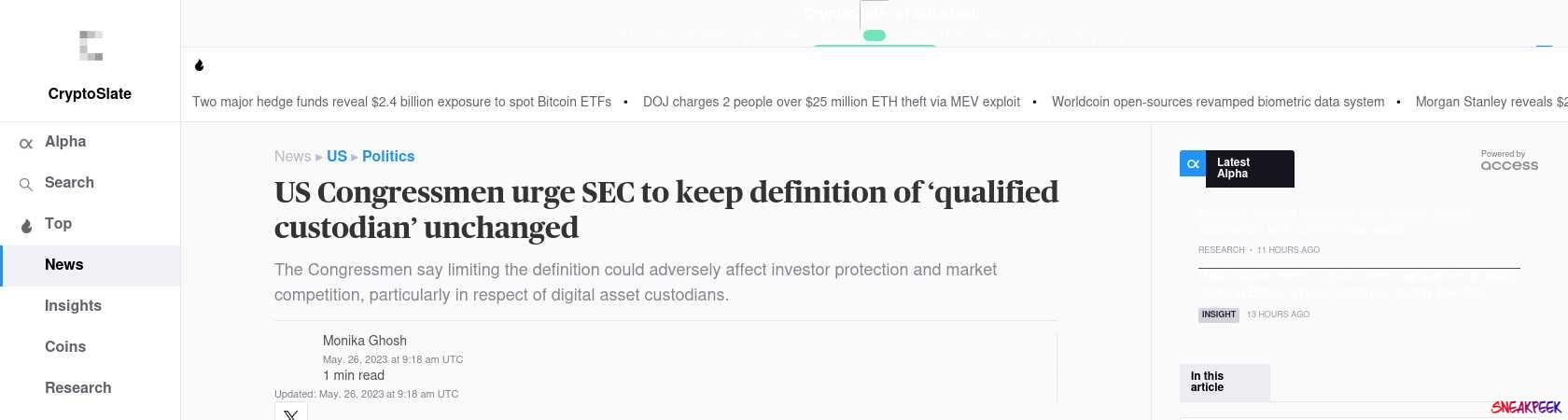 Read the full Article:  ⭲ US Congressmen urge SEC to keep definition of ‘qualified custodian’ unchanged