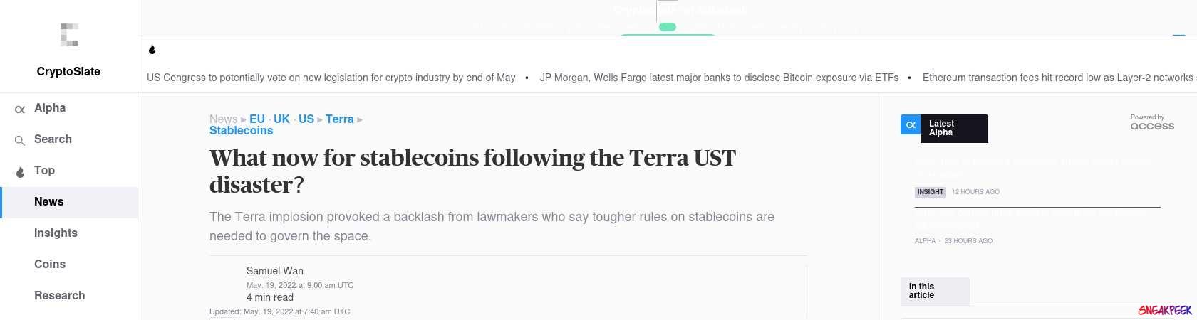 Read the full Article:  ⭲ What now for stablecoins following the Terra UST disaster?