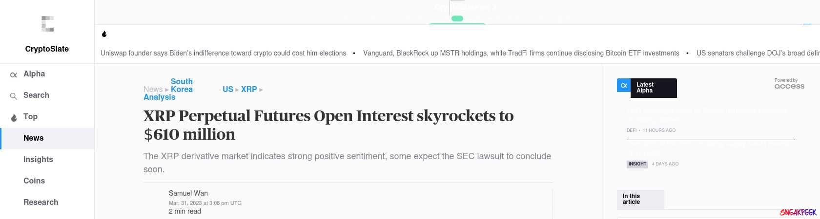 Read the full Article:  ⭲ XRP Perpetual Futures Open Interest skyrockets to $610 million