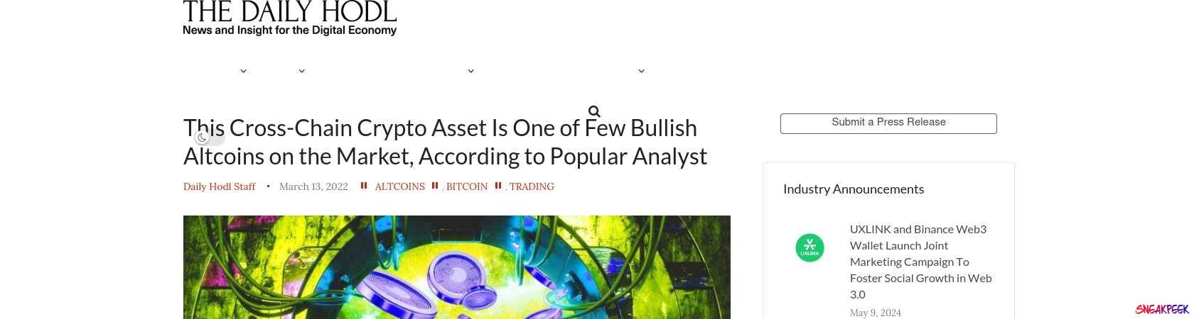 Read the full Article:  ⭲ This Cross-Chain Crypto Asset Is One of Few Bullish Altcoins on the Market, According to Popular Analyst