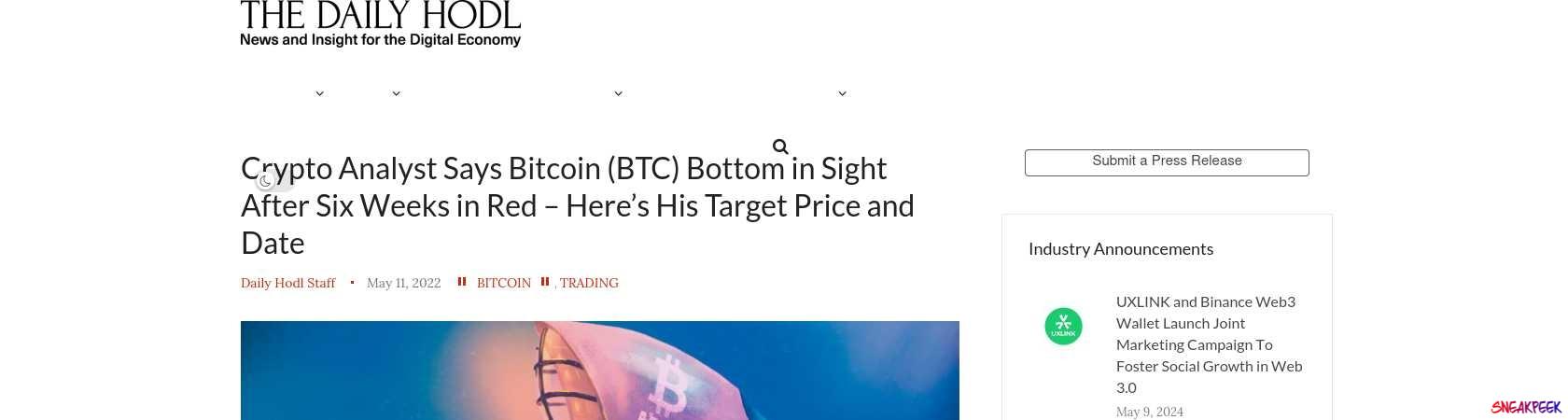 Read the full Article:  ⭲ Crypto Analyst Says Bitcoin (BTC) Bottom in Sight After Six Weeks in Red – Here’s His Target Price and Date