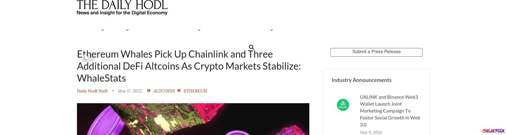 Read the full Article:  ⭲ Ethereum Whales Pick Up Chainlink and Three Additional DeFi Altcoins As Crypto Markets Stabilize: WhaleStats